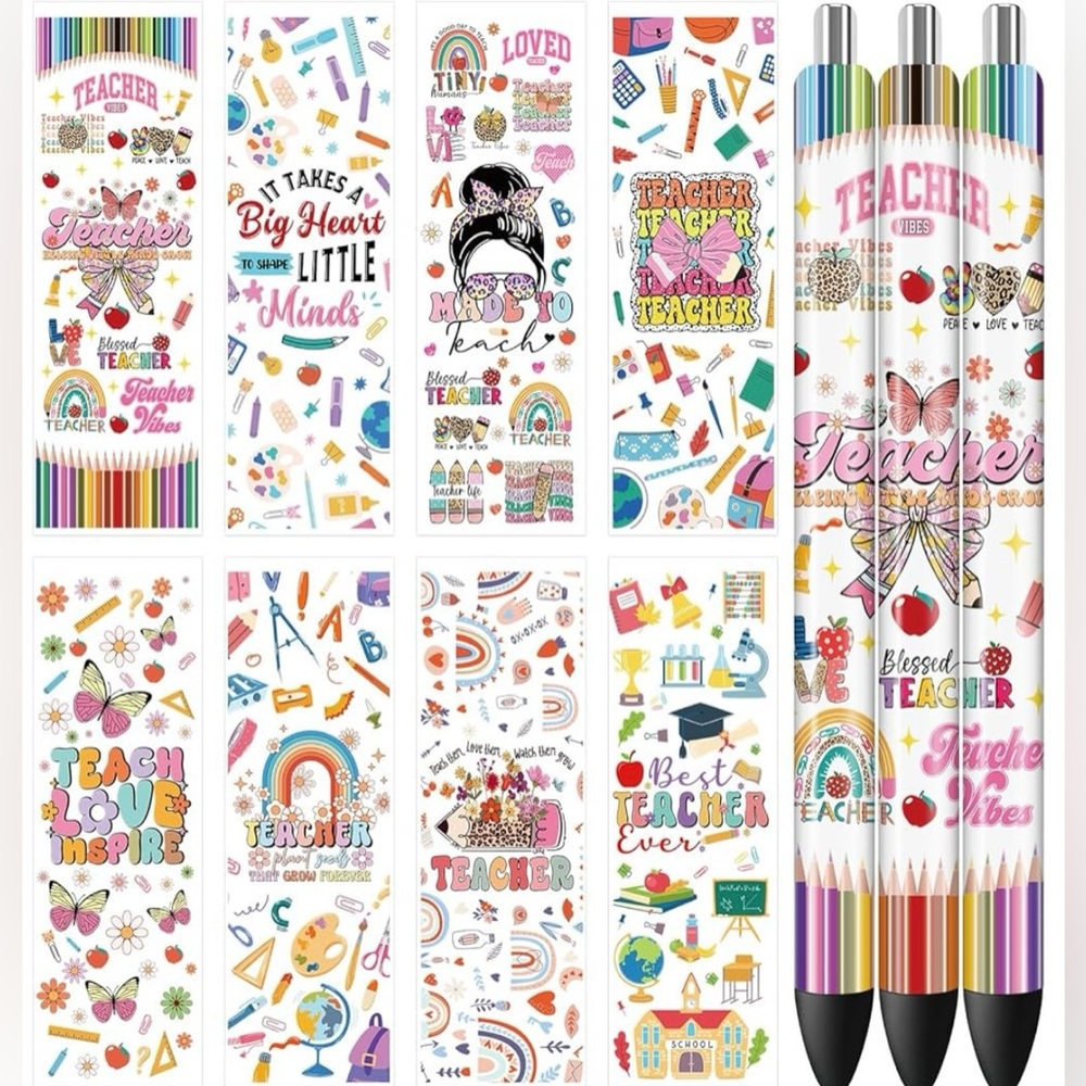 UV DTF Pen Wrap - 36 Sheets Teacher UV DTF Decals, Back to School Teacher Gift